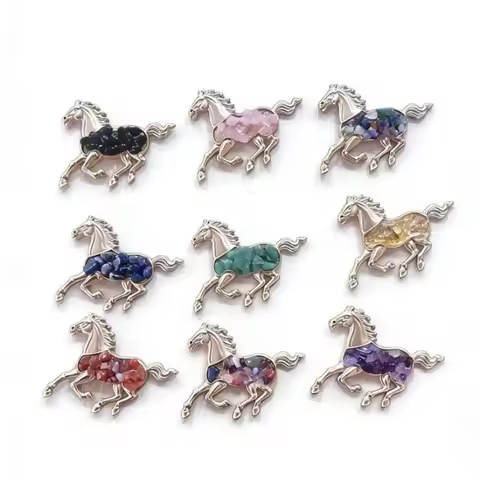 Popular Natural Pebble Crystal Pony Fridge Magnets - Creative Magnetic Decoration for Home Decor - A