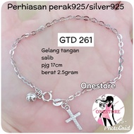 925 SILVER CROSS BRACELET WITH WHITE GOLD PLATED GTD 261 GTD 262