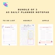 Bundle Deal: 3 Design A5 Daily Planner Notepad - 120sheets 100gsm Paper (To Do List / Hourly / Apple