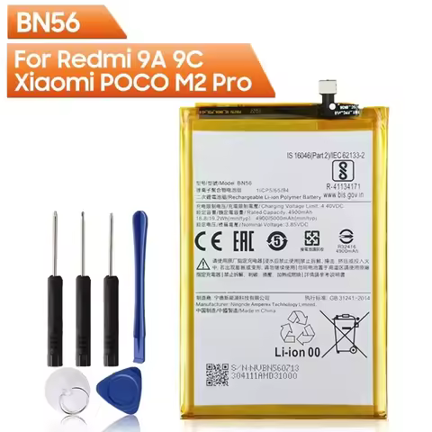 2024 Years Replacement Phone Battery BN56 For Redmi 9A 9C Xiaomi POCO M2 Pro Rechargeable Battery 50