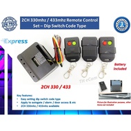 Autogate Remote Control Set - 2 Channel 433Mhz / 2CH 330 mhz Dip Switch Code Type (Remote & Receiver