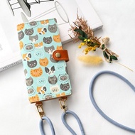 全機型適用 手機殼 皮夾式 縱向懸掛零件【HERE KITTY KIITY 大集合】手機肩背包 防掉落零件 貓 A239I