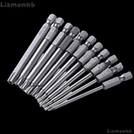 LIZMOLI 11pcs Screwdriver Bit Set, 100mm Length 1/4 Inch Hex Shank Torx Security Bits, Durable S2 Al