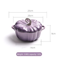 【จัดส่งภายใน 24 ชม】Dutch Oven Pumpkin-Shaped Cast Iron Pot Enamel Soup Pot เตาอบดัตช์ หม้อเหล็กหล่อร