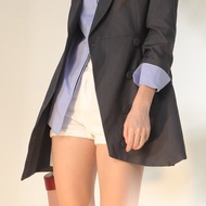 AVVJOY | 牛仔高腰白色短褲