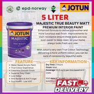 🔥FREE BAG🔥 JOTUN 5 LITER MAJESTIC MATT  INTERIOR  WALL PAINT / CAT DINDING DALAM RUMAH TAK KILAT/ WA