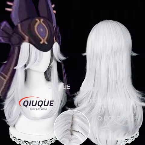 Cyno Cosplay Wig Game Impact Cyno Sumeru 62cm Long Silver White Heat Resistant Hair Halloween Costum