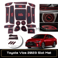 (With Logo) CAR SLOT MAT Toyota Vios 2023 Red Lining Slot Mat Vios Accessories Non Slip mat