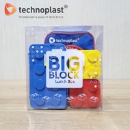 TECHNOPLAST Merah Biru Big Block Lunch Box Set Tempat Makan Set Big Block + Tas