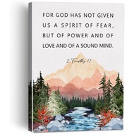 for God Has Not Given Us Bible Verse Canvas Painting Framed Wall Art Decor for Home Living Room, 2 T