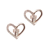 A.CEMI Love Peace Stud Earring / Sterling Silver Gold Plated ต่างหูเงินแท้ ชุบทอง 18K โรสโกลว์ ของขว