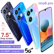 NEW Rino8Pro  5G Smartphone  12GB+512GB Memory 7.5inch HD Full Screen Camera 24MP+58MP telefon murah  Factory Selling