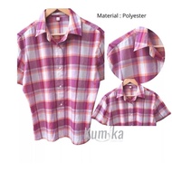 KEMEJA KATUN VI0LET CLAIRE VC Cotton Boxy Pink Plaid Cotton Shirts Women K365