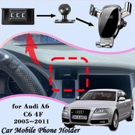 ที่วางศัพท์มือถือในรถยนต์สำหรับออดี้ A6 C6 4F 2005 ~ 2011 360องศาหมุน GPS นำทางพิเศษเมาสนับสนุนสติ๊กเกอร์อุปกรณ์เสริม