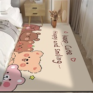 KAYE床边毯卡通儿童房间榻榻米飘窗少女可爱网红家用加厚床前卧室地毯 小熊家族 60x160 cm