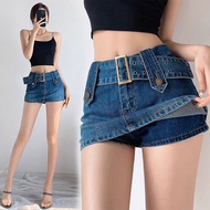 mini palda short denim for women retro blue high waist short skirt sexy plus size korean cargo skort