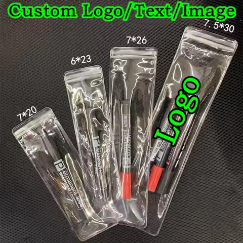 100PCS Long Clear Plastic Jewelry Ziplock Bag DIY Logo Anti-oxidation Battery Earring Beads Packagin