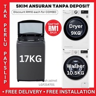 Mesin basuh top load 17KG smart inverter, front load washer dan dryer heatpump