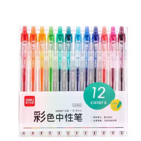 6/12Pcs Deli 0.5mm color neutral pen, hand account pen, key note pen, school supplies, office statio