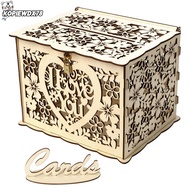 KOPIEWDX78JQ Wooden Gift Card Box, Wood 25*20*18.3 CM Hollow Sign-in Box, Easy To Install Natural Co