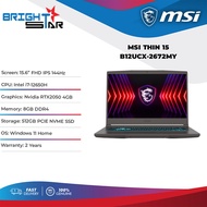 MSI Thin 15 B12UCX-2672MY Gaming Laptop - 15.6" FHD IPS 144Hz/i7-12650H/8GB DDR4/512GB SSD/RTX2050/W
