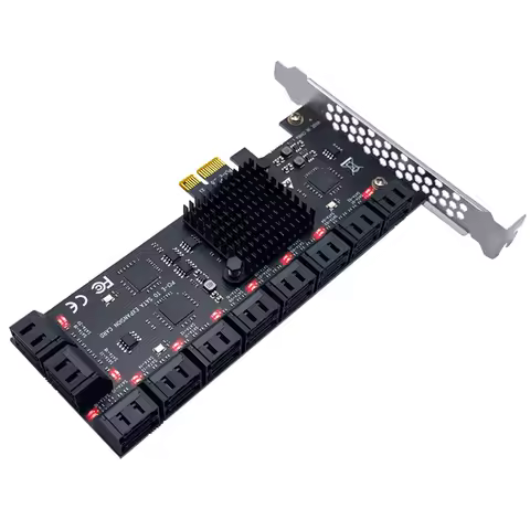 PCIE SATA Adapter Mining 20/16/12/6/4 Ports SATA 6Gb to PCI Express Controller Expansion Card PCIe t