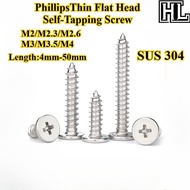 [HL-ZGLS] SUS304 PhillipsThin Flat Head Self-Tapping Screw M2/M2.3/M2.6/M3/M3.5/M4 Cross Flat Head P