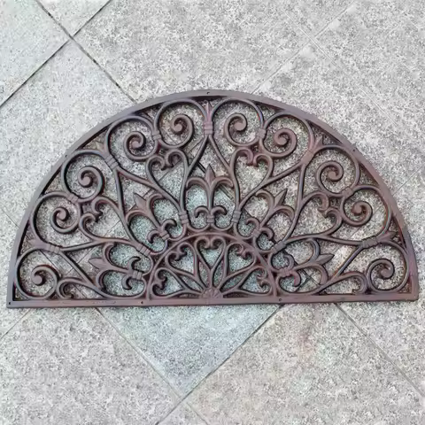Umeko Large Semicircle Cast Iron Front Doormat Heavy Vintage Duty Non-Slip Outside Pad Shoe Scraper 
