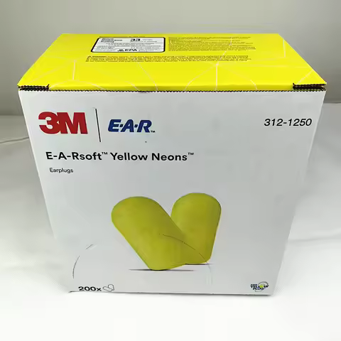 3M 312-1250 Yellow Neons Slow Rebound More Comfortable Foam Earplugs