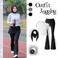3-in-1 Sports Suit (Bella Square + Jacket + Cutbray Leggings) Latest Jogging Outfit - FS109