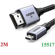 Ugreen Micro HDMI to HDMI 2.1 cable Ugreen 15517 2m long supporting 60Hz 144Hz 48Gbps black gray