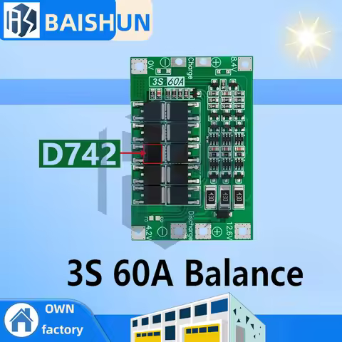 3S 60A Balance MOS D472 Li-ion Lithium Battery Charger Protection Board 18650 BMS For Drill Motor 11
