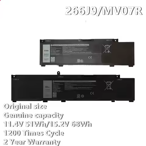 New 51Wh 266J9 68Wh MV07R Laptop Battery For Dell G3 15 3590 3500 G5 15 5500 5505 Inspiron 5490 INS 