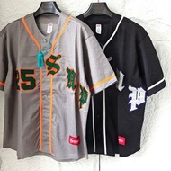 Supreme SS25 WEEK5 Old English Baseball Jersey 美式復古潮流斜紋貼花網眼短袖開衫棒球服外套 男女同款
