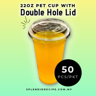 12oz/16oz/22oz PET Cup with 95mm Double Hole PET Lid (50 pcs)/ BOBA TEA CUP/ BUBBLE TEA CUP