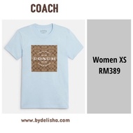 Coach Women T-shirt Signature In Organic Cotton Icy Blue
