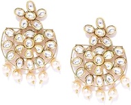 Kainaat Chandbalis Kundan Stone Exquisite Earrings, Jewellery for Women &amp; Girls - (Gold Color)
