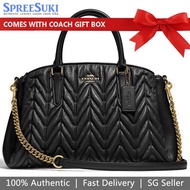 Coach Handbag In Gift Box Crossbody Bag Sage Carryall With Quilting Black # F31457