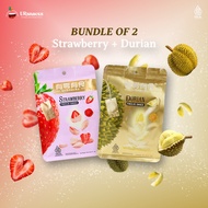 Ursnacks BUNDLING Savings Package 2- FREEZE DRIED STRAWBERRY Healthy Chips 22gr+DURIAN 32gr Fruit Vacuum DIET Snack