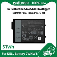 51Wh 7WNW1 Laptop Battery for Dell Latitude 5420 5424 7424 Rugged Extreme P85G P86G P85G001 P86G001 