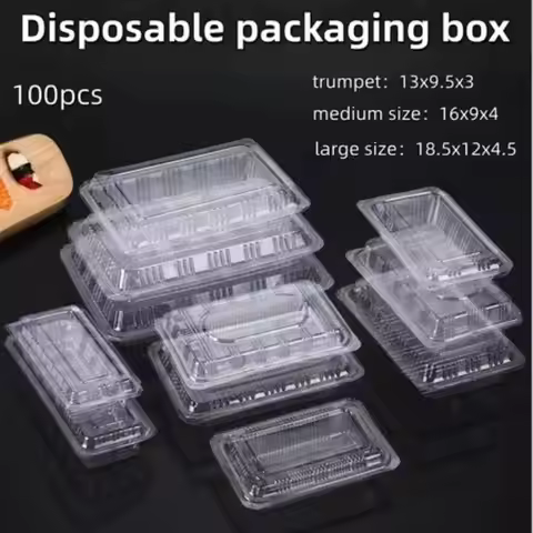 〔NN71〕100PCS Disposable Packaging Box Tight Seal Crush Resistant Transparent Food Container One-Time