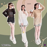TW21321 Long Knitted Shirt Sleeves Side Slit ..
