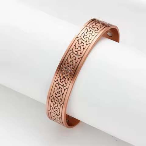 Viking Talisman Health Bracelets 99.99% Copper Luck Knot Runes Trinity Magnetic Cuff Bangles Women M