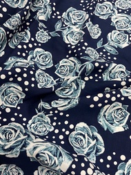 Vải linen tưng ướt hoa hồng xanh.Khổ vải 14m