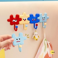 H&X 4 Pcs Cartoon Puzzle Self-Adhesive Hooks Cute Colorful Decorative Key Holders