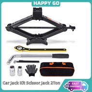 【现货】Car Jack Kit Scissor Jack for Car 2Ton Tire Jack Tool Kit Universal Car Emergency Kit with Lug W