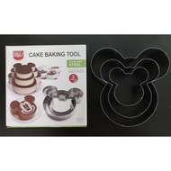 3ocs S/S Cake Baking Tool Mickey Mouse 3个装钢米奇模印 Dia.20cm x 4.5cm, Dia.15cm x 4.5cm, Dia. 10 x 4.5cm