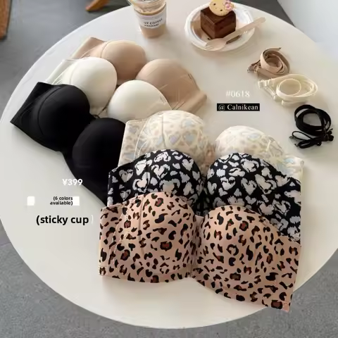 Fashion Cross Side Strapless Bandeau Bra Buckle Design Comfortable Supportive Push Up Bra for Women