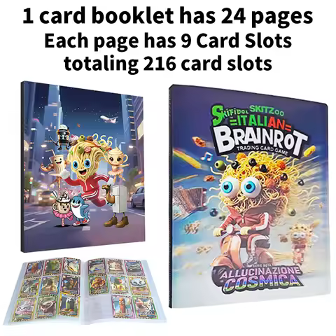 Italian Brainrot Laser Card Booklet Tung Tung Sahur Tralalero Tralala Collection Cards Booklet Tradi