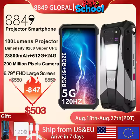 8849 Tank 3 Pro Unihertz Rugged Smartphone Projector 23800mAh 5G 32/36GB RAM+512GB ROM Mobile Phone
